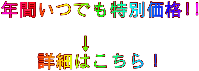 年間いつでも特別価格!!       　    ↓ 　　詳細はこちら！